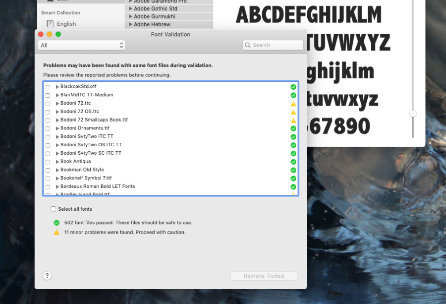 numbers for mac font bangle is missing